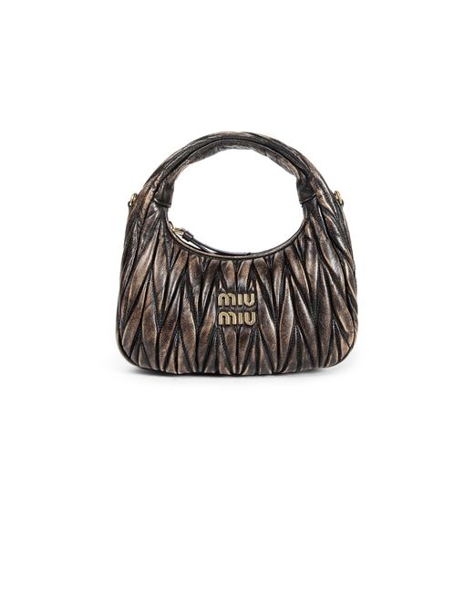 Miu Miu Black Wander Matelassé Nappa Bag