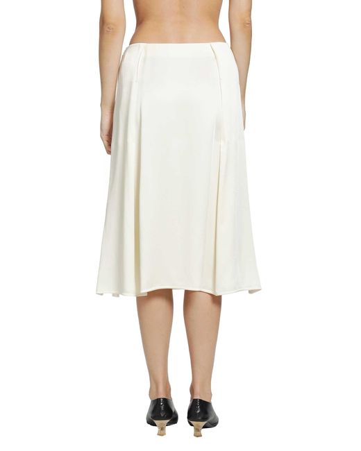 Jil Sander White Envers Satin Pleated Skirt