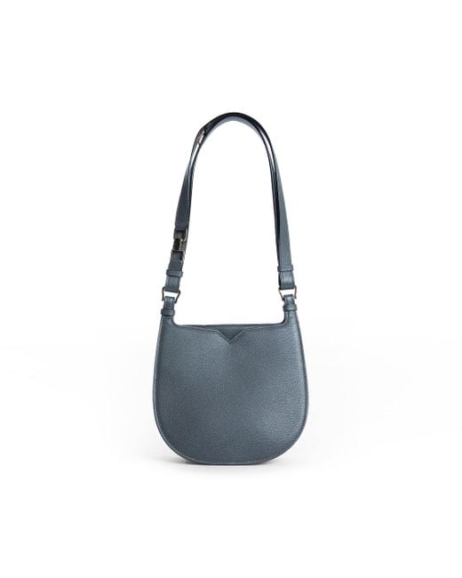 Valextra Blue Hobo Weekend Medium Bag