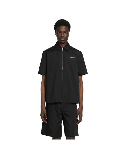 Carhartt Black S/S Postal Zip Shirt for men