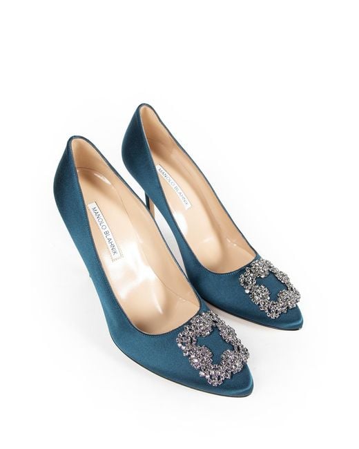 Manolo Blahnik Blue Hangisi Pumps 105