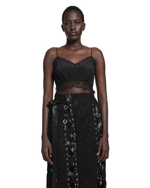 Simone Rocha Black Lace Trim Negligee Bralette