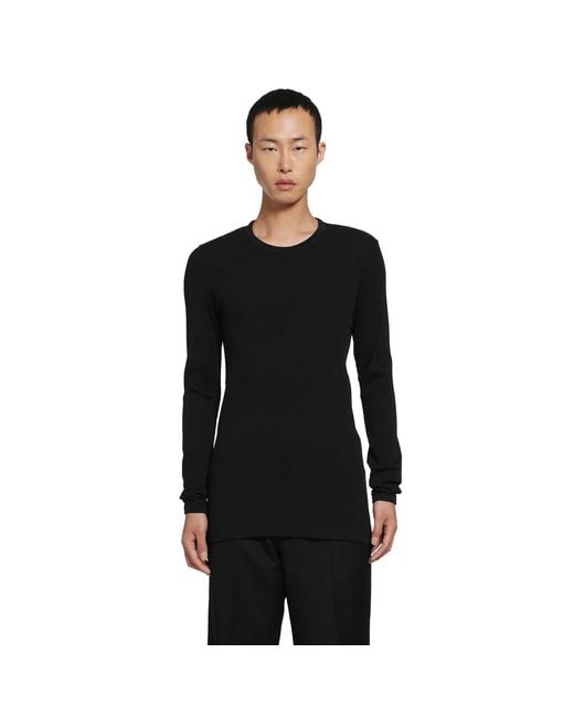Lemaire Black Long Sleeve Ribbed Tee for men