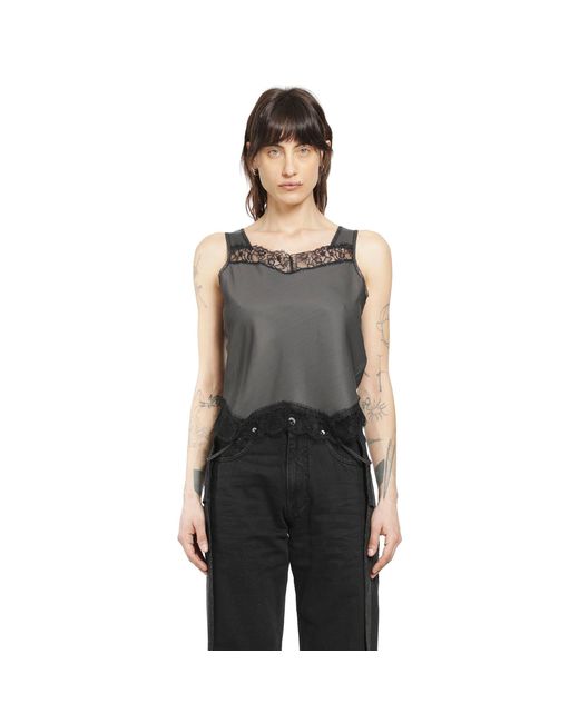 MM6 by Maison Margiela Black Lace Trim Top