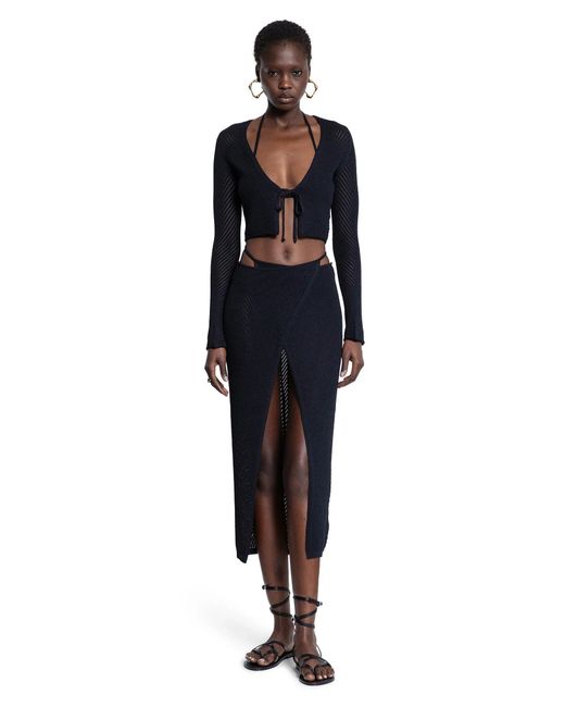 Laneus Black Pointelle Stitch Knit Bikini