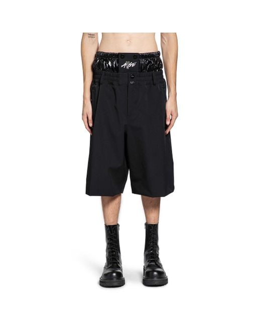 Moncler Genius Black Asap Rocky Logo Print Nylon Shorts for men