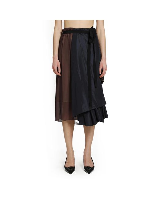Prada Black Faille Patchwork Skirt