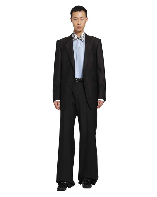 Tom Ford Blue Silk Stripe Contrast Classic Shirt for men