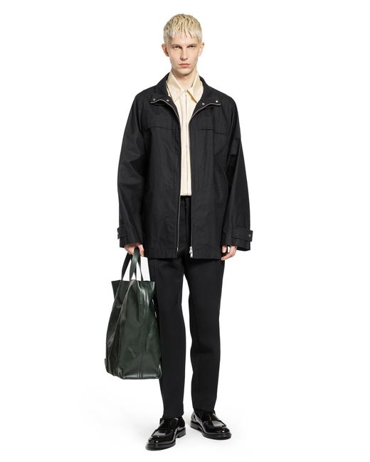 Jil Sander Black Textured Cotton Jacket for men