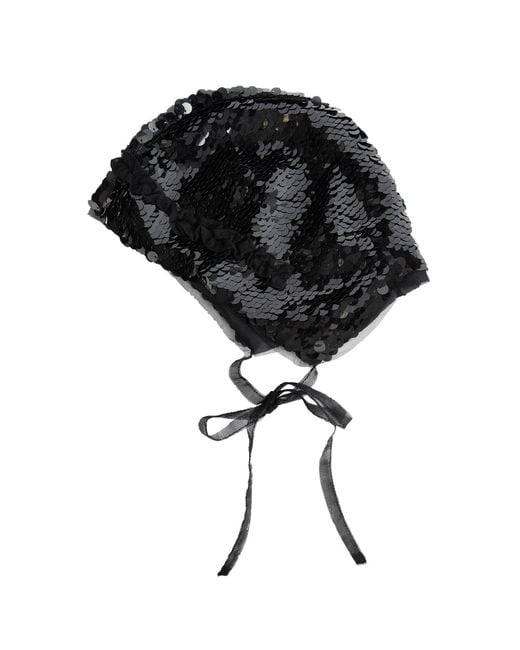 Simone Rocha Black Frill Bonnet