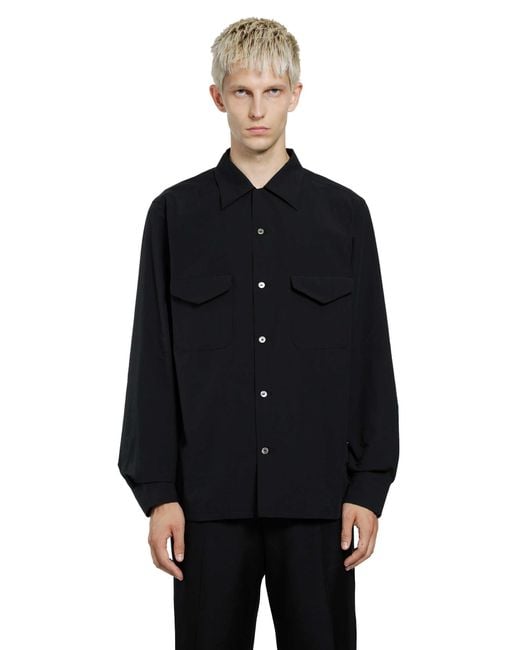 TAIGA TAKAHASHI Black Lot 101 Open Collar Shirt for men