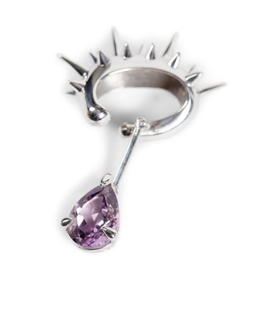 ALAN CROCETTI White Blown Drop Spike Ear Cuff Amethyst for men