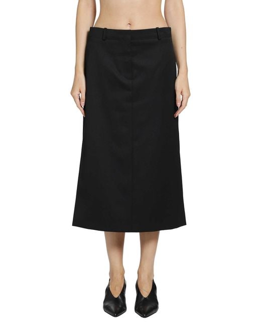 Fendi Black Grain De Poudre Midi Skirt