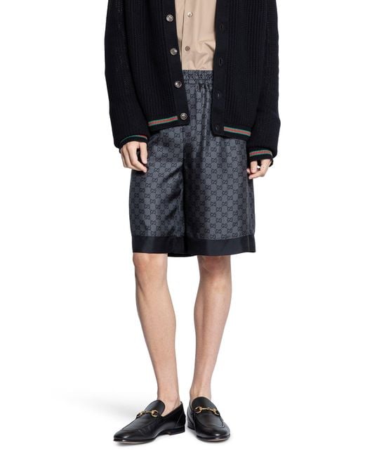 Gucci Black gg Silk Twill Shorts for men