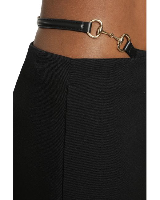 Gucci Black Wool Drill Knee Lenght Skirt