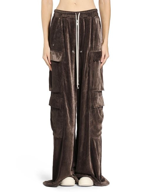 Rick Owens Brown Viscose Silk Straight Leg Trousers