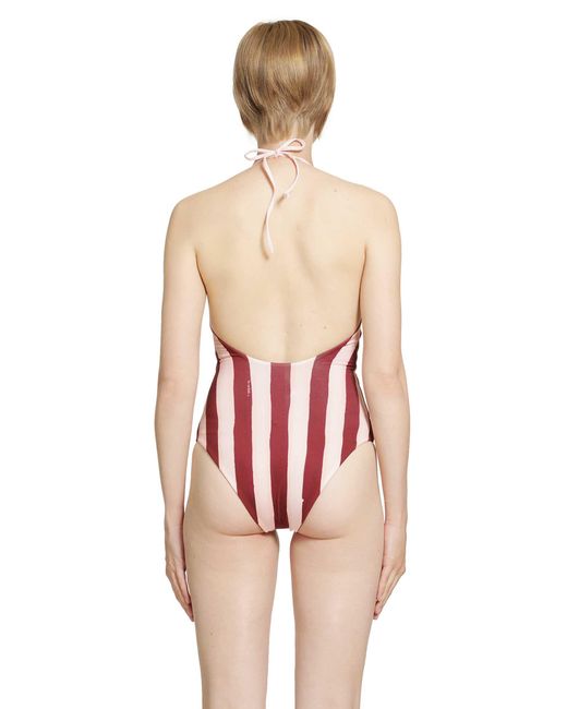 Fendi Pink Striped Swimsuit