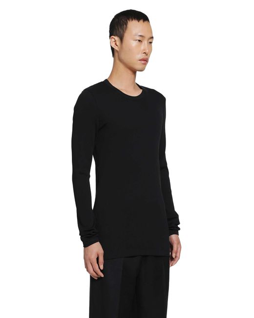 Lemaire Black Long Sleeve Ribbed Tee for men