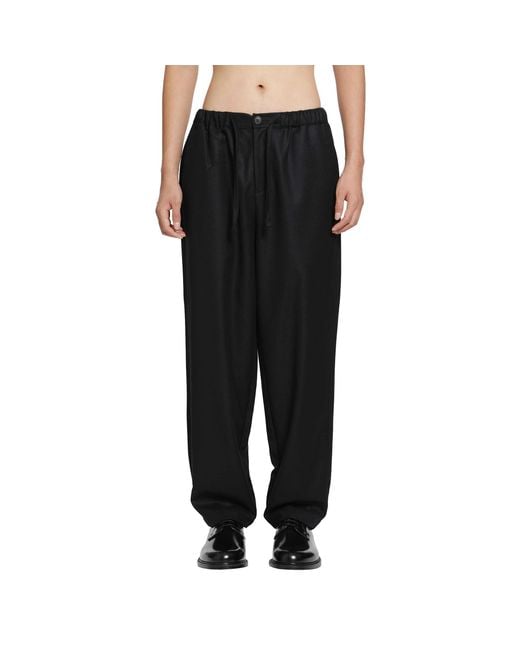 ROSE BURRITO Black Wool Flannel Pyjama Trousers for men