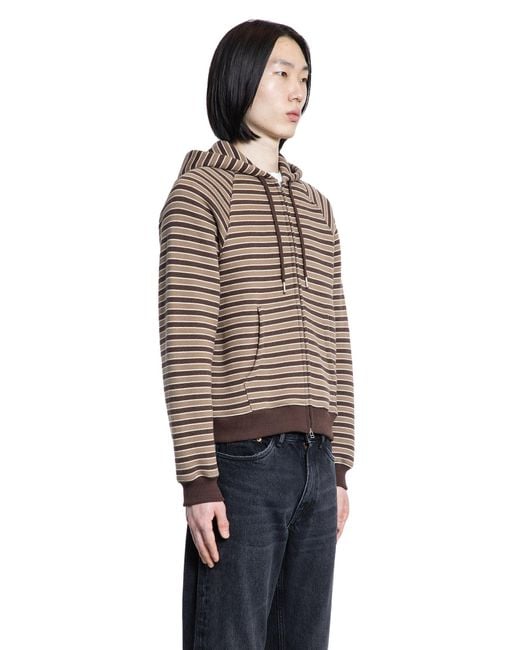 Stockholm Surfboard Club Striped Zip-Up Hoodie in Brown for Men | Lyst