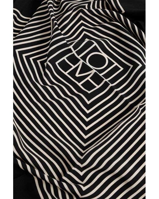Totême Black Centered Monogram Silk Scarf
