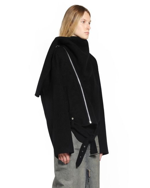 Rick Owens Black Concordia Cropped Scarf Flight Jacket Clothing