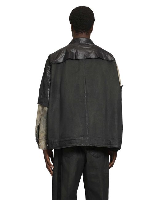 Rick Owens Black Jumbo Worker Patchwork Jacket for men