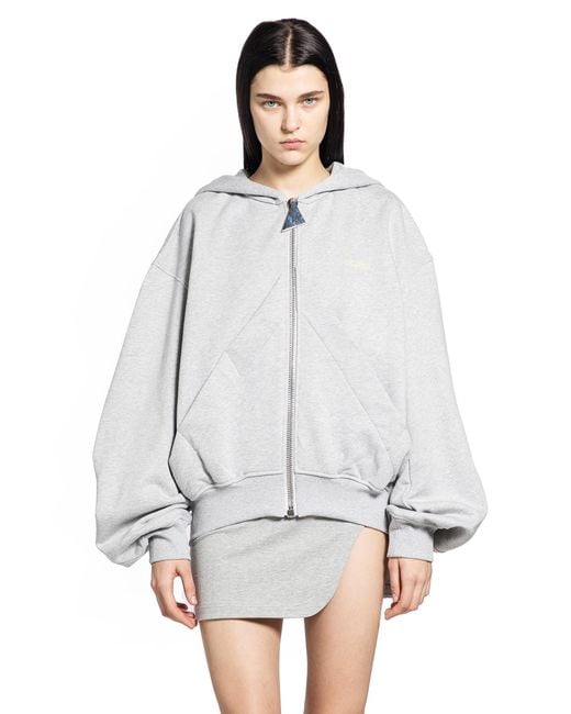 The Attico Gray Double American Fleece Zip-Up Hoodie