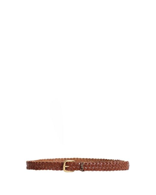 Saint Laurent Brown Cassandre Rectangular Buckle Belt for men