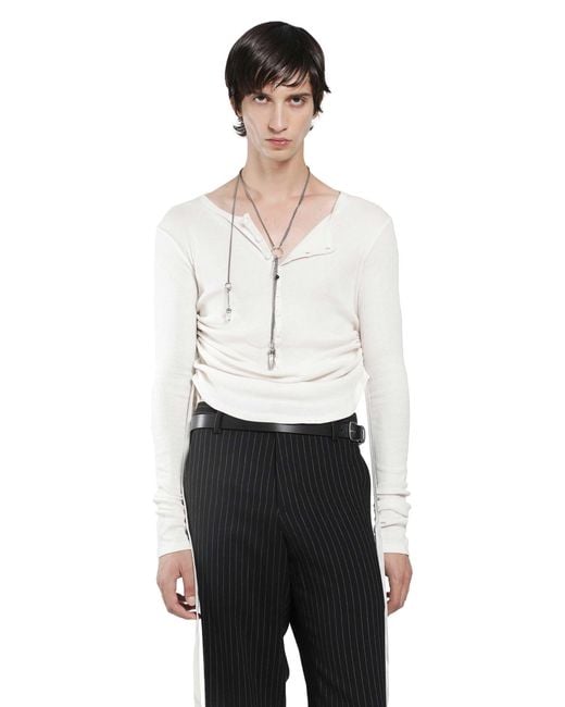 Ann Demeulemeester White Hamar Wrinkled Serafino Top for men