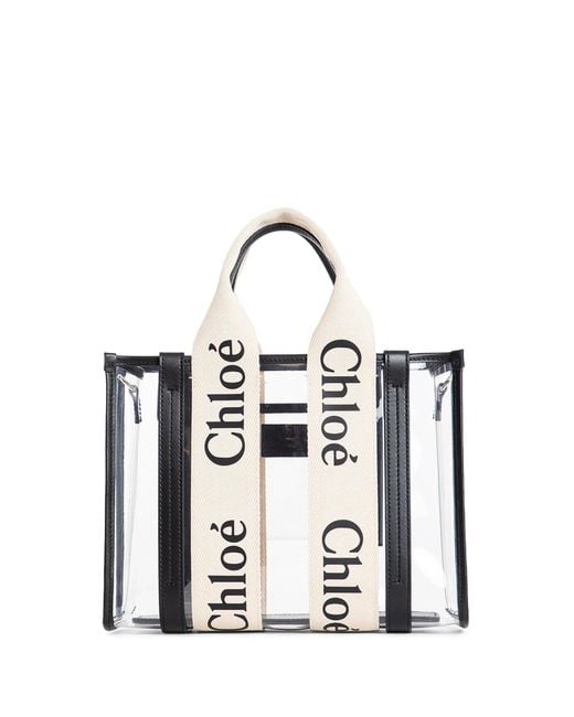 Chloé Black Woody Small Tote Bag In Jelly And Leather
