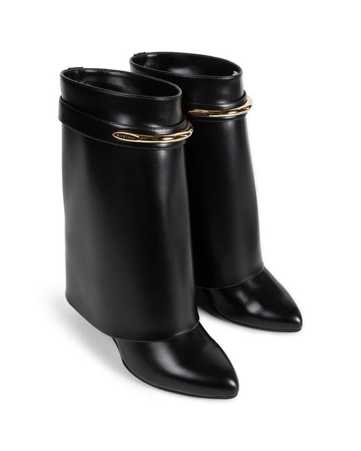 Givenchy Black Shark Pinch Leather Ankle Boots
