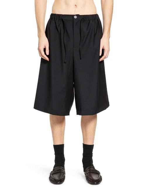 ROSE BURRITO Black Basketball Wool Shorts for men
