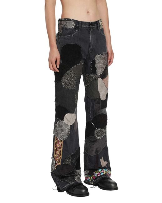 Kapital Black 14Oz X Denim 5P Rat Flare Pants for men