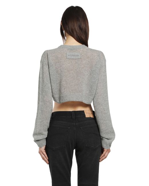 Balenciaga Gray Cropped Crewneck Sweater