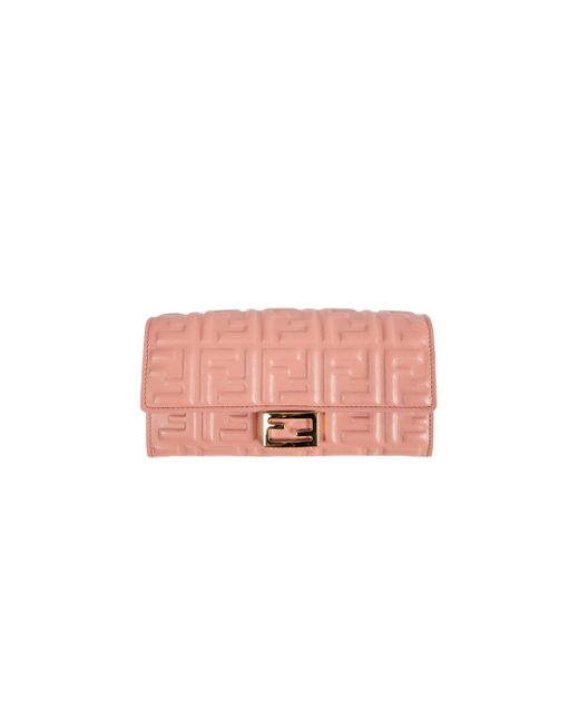 Fendi Pink Ff Nappa Baguette Chain Wallet