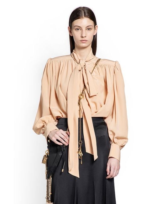 Chloé Natural Oversized Gathered Lavallière Blouse