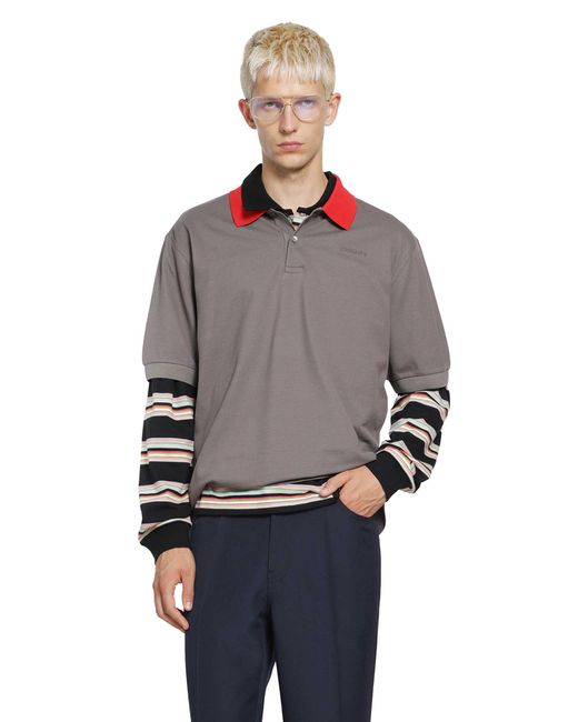 Marni Gray Polo Shirt With Contrast Trims for men