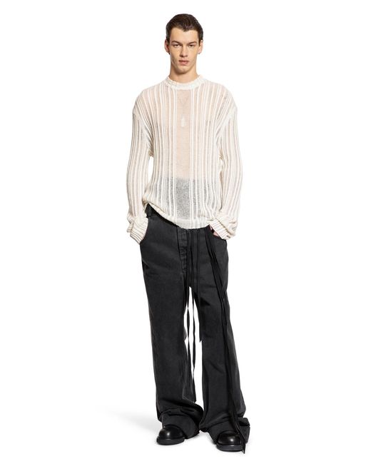 Ann Demeulemeester Natural Brushed Cotton Cashmere Silk Knit for men