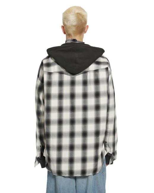 Maison Mihara Yasuhiro Gray Hoodie Combine Checkered Shirt for men