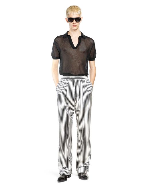 Tom Ford Black Cotton Silk Mesh Polo for men