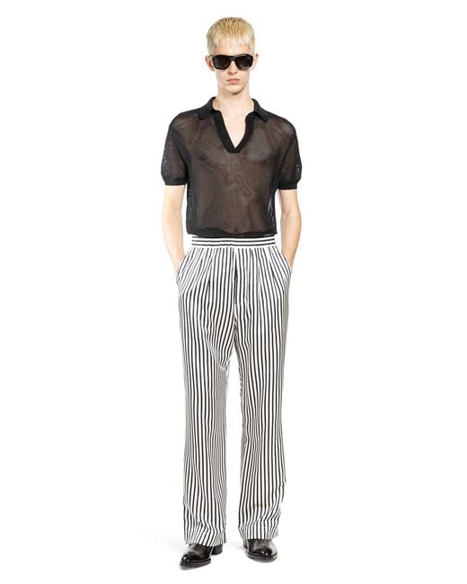 Tom Ford Gray Fluid Silk Stripe Lounge Pants for men