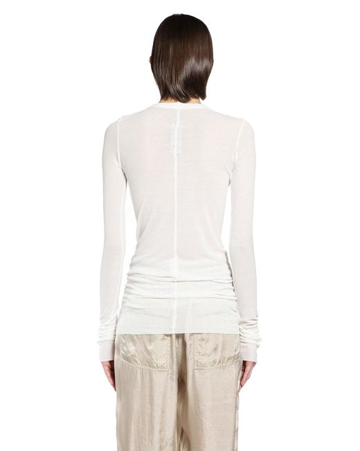 Rick Owens White Temple Rib Long Sleeve T-Shirt