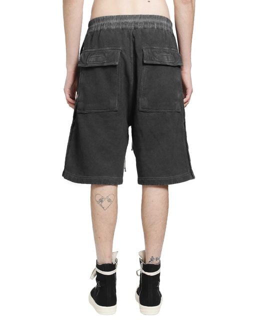 Rick Owens Gray Tower Wide Pusher Shorts for men