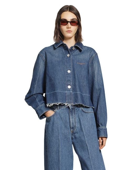 Givenchy Blue Cropped Denim Shirt