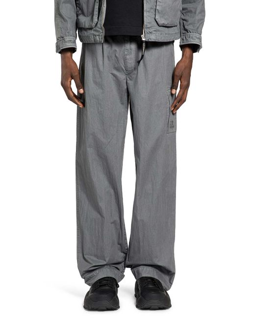 C P Company Gray Fili Wax Loose Cargo Pants for men