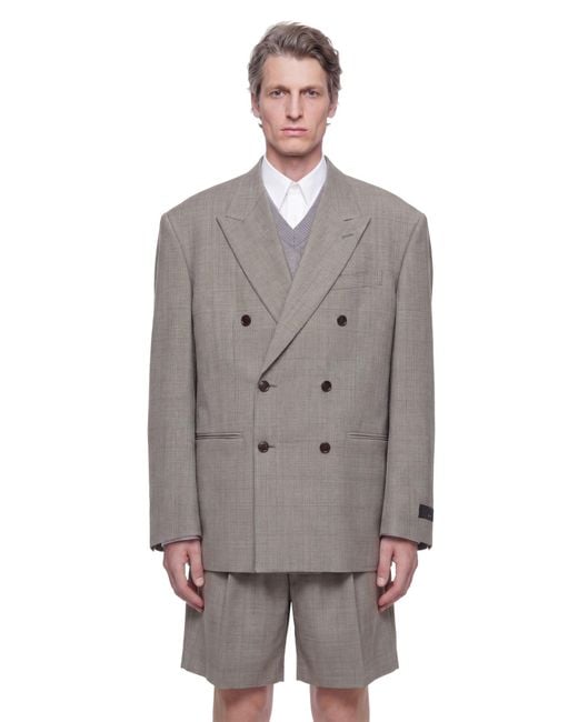 Hed Mayner Gray Double-Breasted Wool Blazer for men