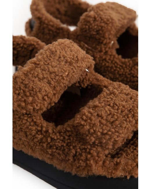 Moon Boot Brown Shearling Sandals