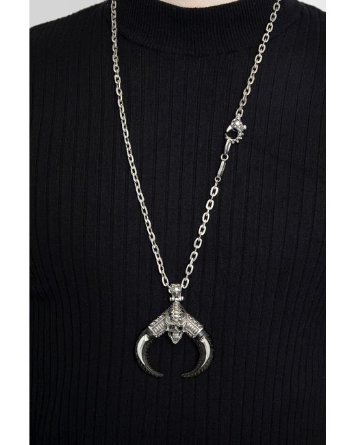 KD2024 White Skull Alien Horn Necklace for men