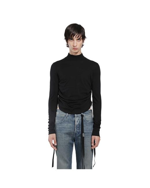 Ann Demeulemeester Black Lenart Wrinkled Mock Neck Top for men